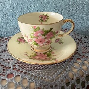 Vintage Sutherland English “Peach Blossom” Teacup and Saucer